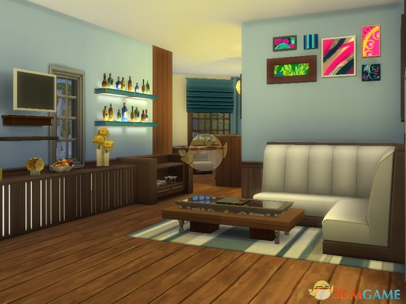 《模拟人生4》海边蓝色双层木屋MOD