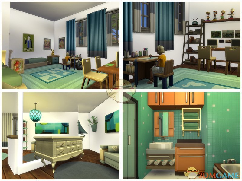 《模拟人生4》海边蓝色双层木屋MOD