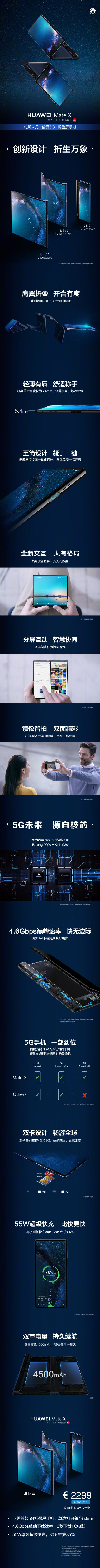 華為發(fā)布首款5G折疊屏手機(jī)：HUAWEI Mate X