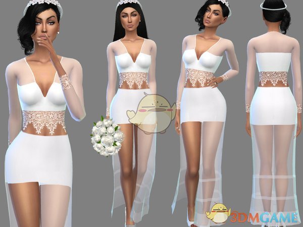 《模拟人生4》女性简洁白色婚纱MOD