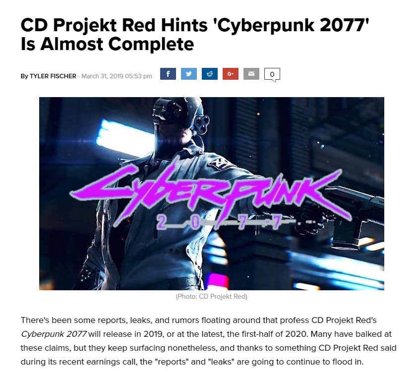外媒：CDPR暗示《赛博朋克2077》开发将近完成