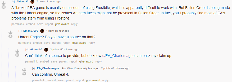 《星球大年夜战绝天：构制陨降》确认接纳实幻4引擎开支