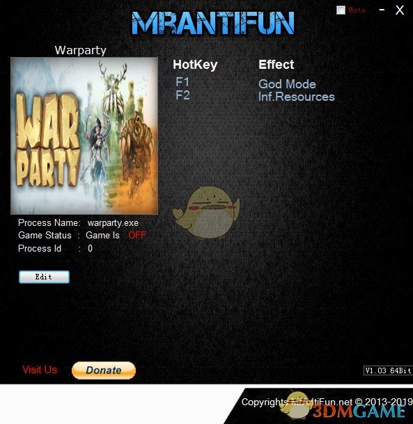 《战争派对》v1.0无限资源上帝模式修改器[MrAntiFun]