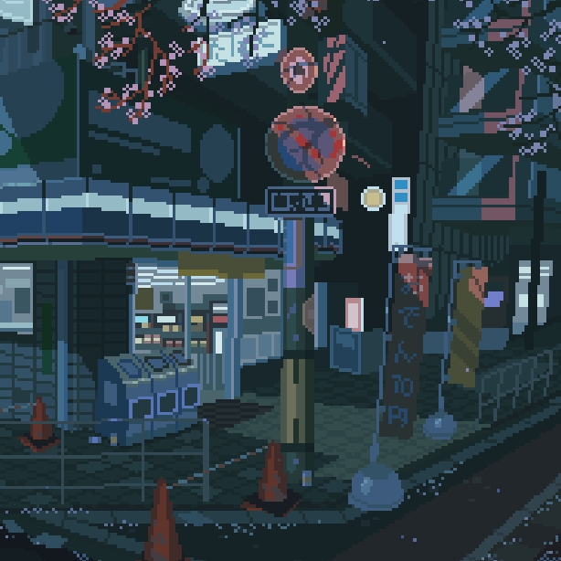 《Wallpaper Engine》像素 - 日本落樱的街道动态壁纸
