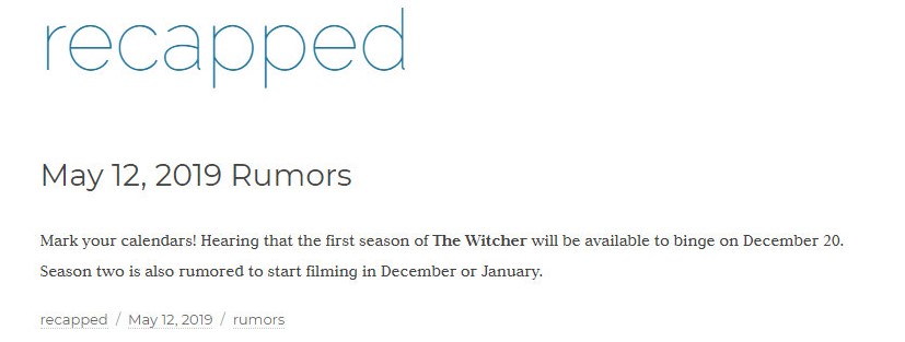 《巫师》电视剧播出时间泄露 可能要等到圣诞节