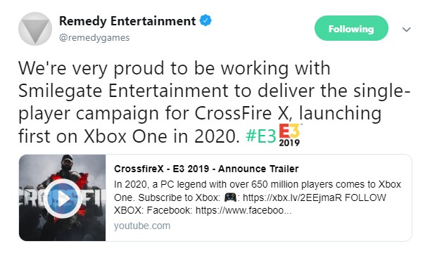 E3：《脱越水线X》单人战争由Remedy挨制 2020年先上岸Xbox One支卖