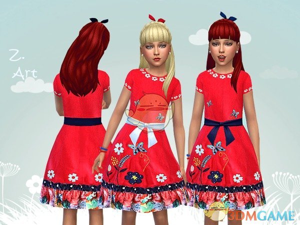 《模拟人生4》女孩红色长裙MOD