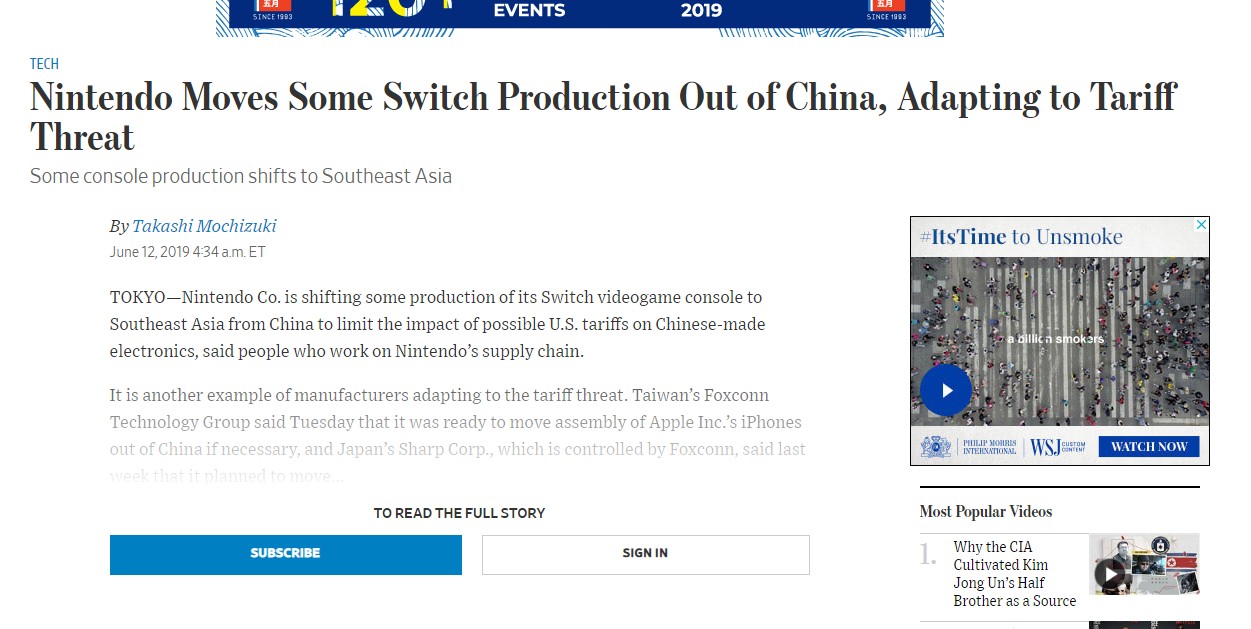 任天堂已将部分Switch生产线 从中国转移到了东南亚