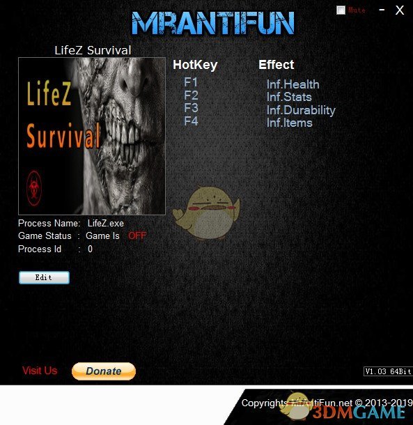 《LifeZ生存》v2019.06.17四项修改器[MrAntiFun]