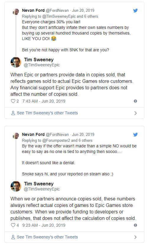 Epic CEO：Epic商店游戏销售数据仅统计售出额