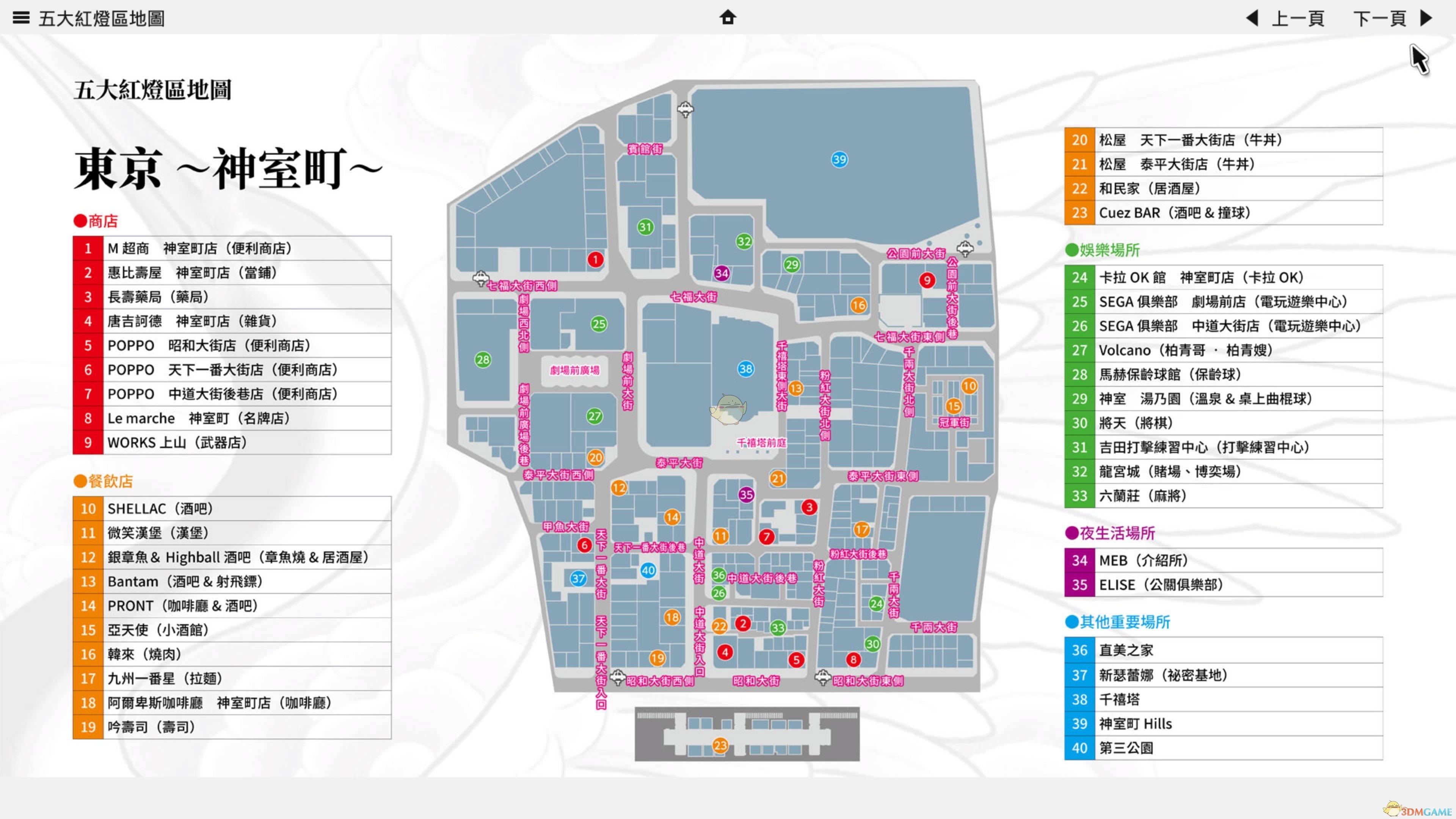 《如龙5：圆梦者》东京神室町全设施点地图一览