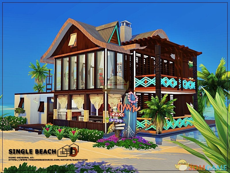 《模拟人生4》沙滩双层通透小屋MOD