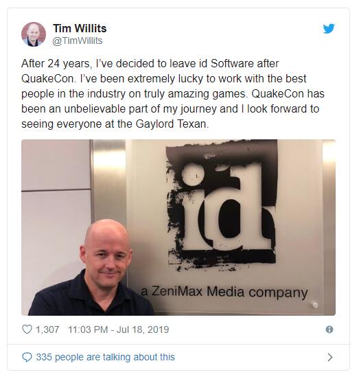 id Software总监Tim Willits将在QuakeCon后离职