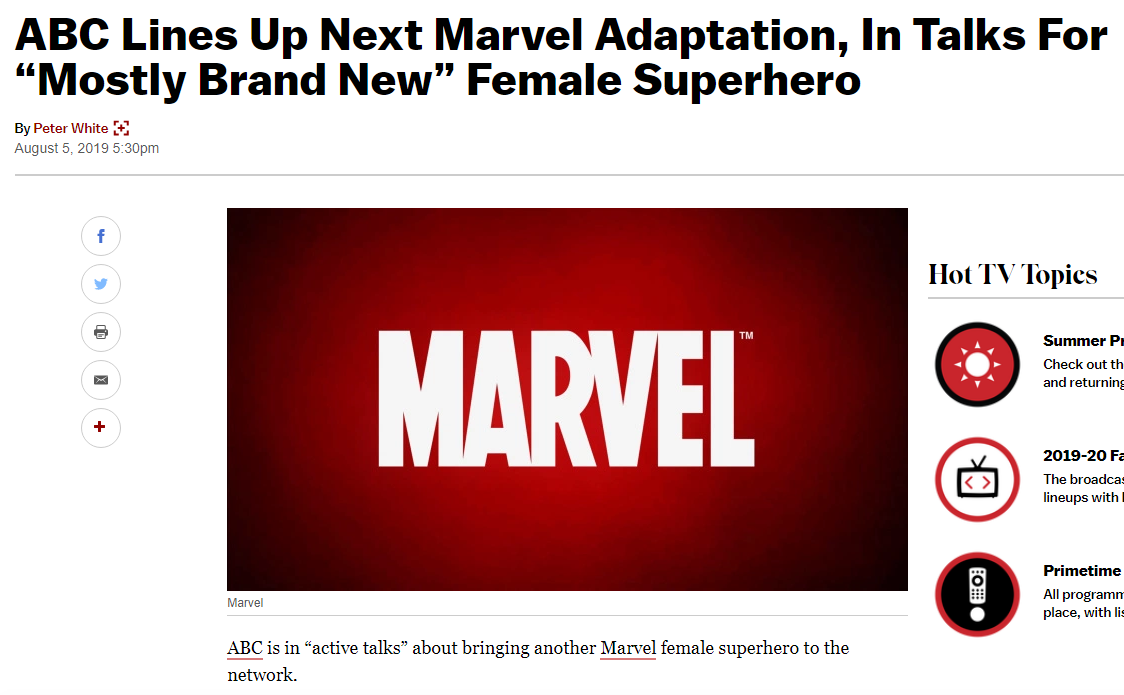 ABC将推出漫威新剧 讲述全新女性超级英雄的故事