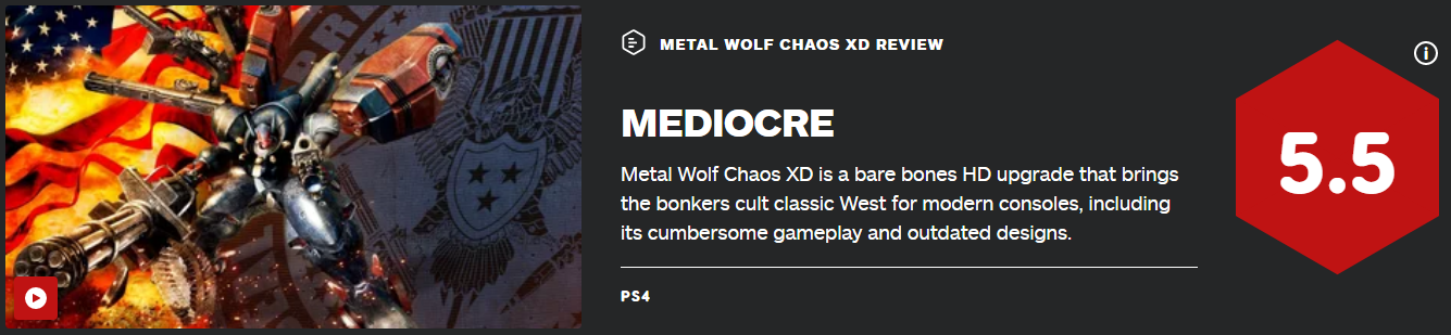 平庸的重制之作 FS社《钢铁苍狼：混沌之战XD》IGN5.5分