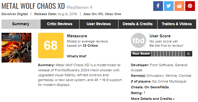 平庸的重制之作 FS社《钢铁苍狼：混沌之战XD》IGN5.5分
