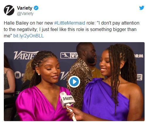 《小美人鱼》主演哈雷·贝利回应选角争议：我不在乎 角色比我重要