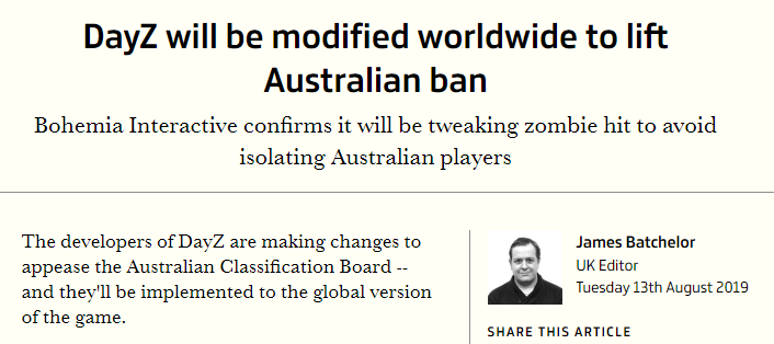 澳大年夜利亚被禁 《DayZ》决意对游戏齐球版本进止改动