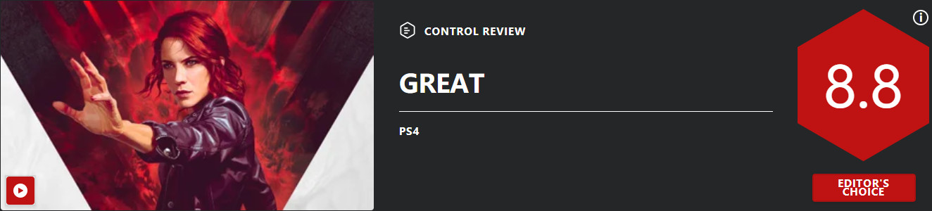 《控制》媒体评分出炉 IGN 8.8分、GameSpot 8分