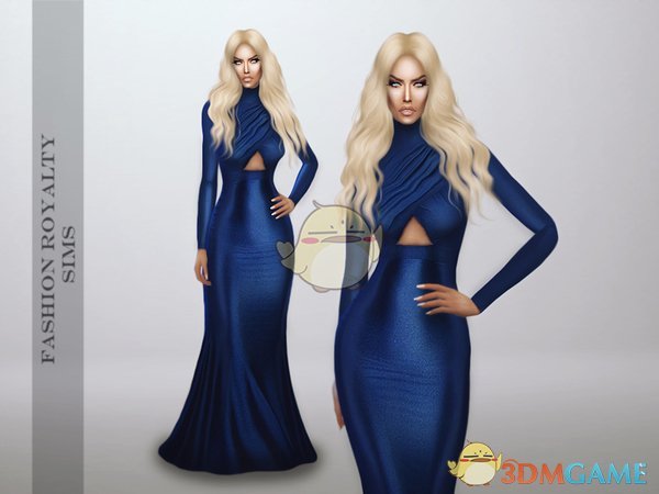《模拟人生4》蓝色性感丝绸长裙MOD