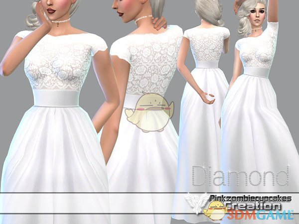 《模拟人生4》白色性感蕾丝透明婚纱MOD