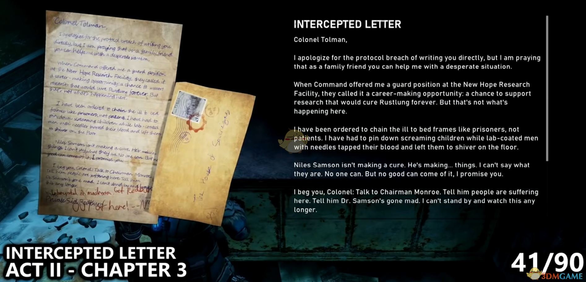 《战争机器5》被拦截的信背后故事介绍