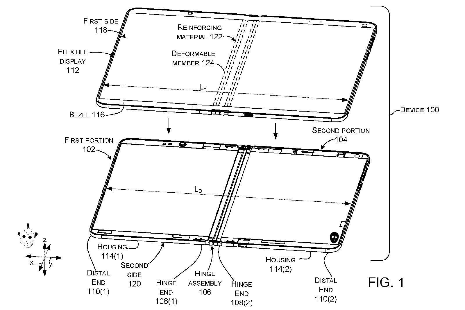 微软申请使用液压式铰链的折叠屏幕手机设计