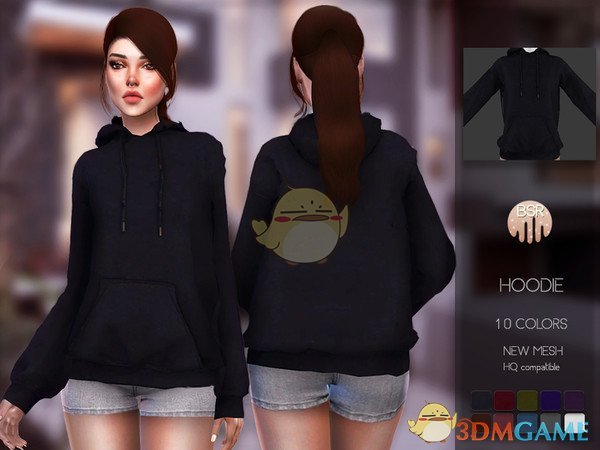 《模拟人生4》女性简洁黑色卫衣MOD
