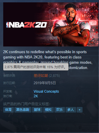 发售快一个月，《NBA 2K20》的表现怎么样了？