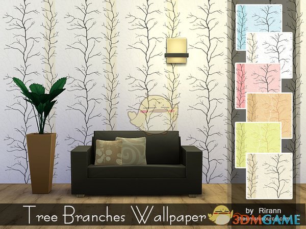 《模拟人生4》简洁的树枝墙纸MOD