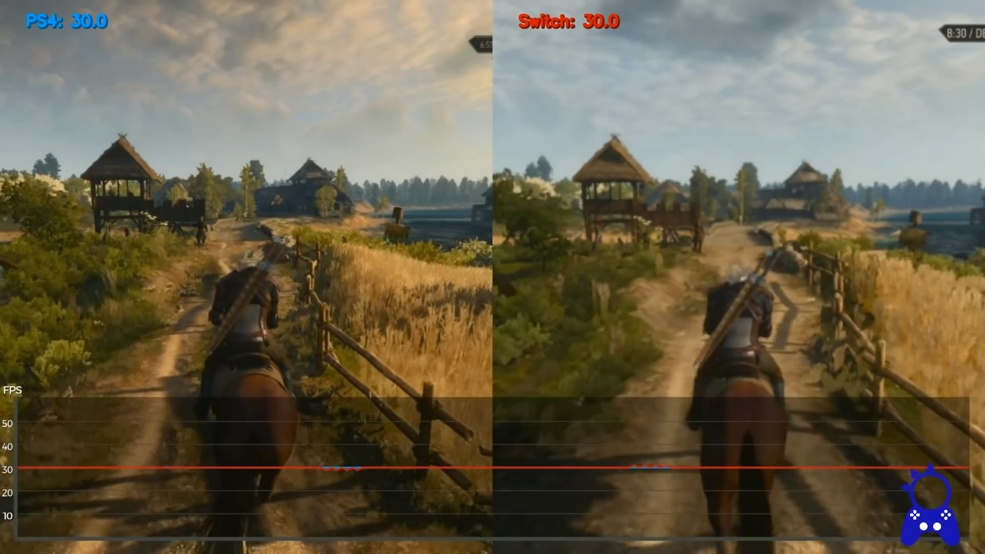 《巫师3》NS版与PS4版画面对比 运行流畅帧数稳定