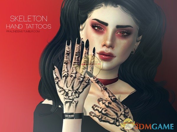 《模拟人生4》女性手指骷髅纹身MOD