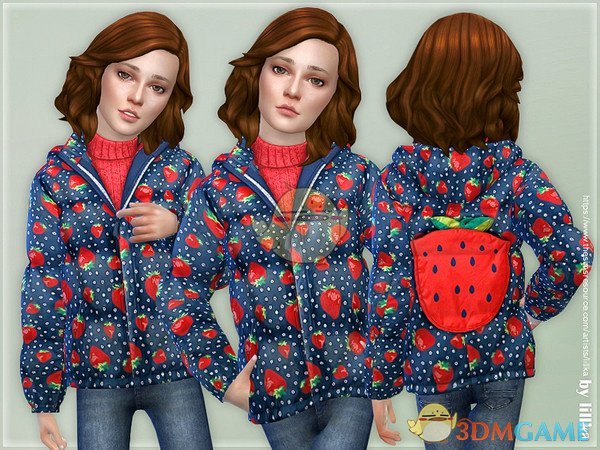 《模拟人生4》女孩草莓羽绒衣MOD