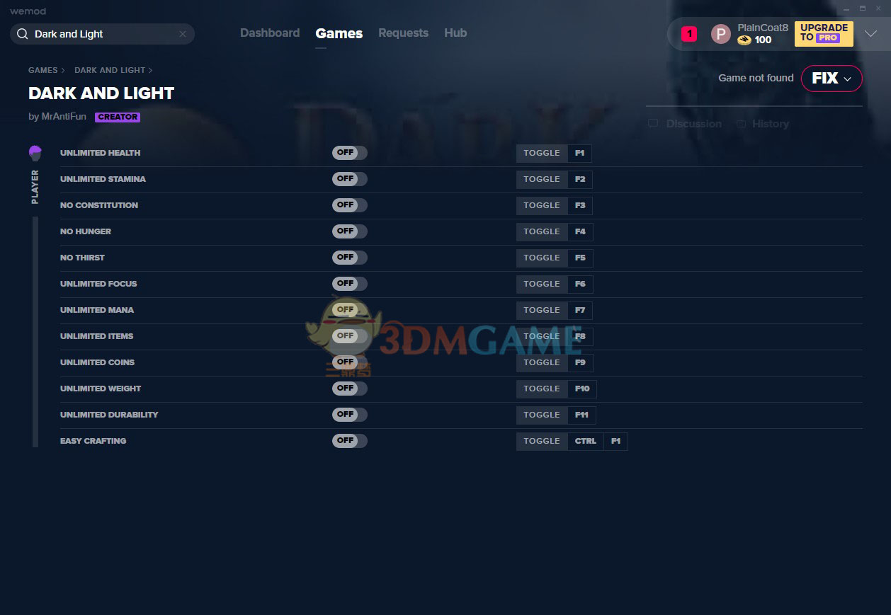 《黑暗与光明》v2019.10.26十二项修改器[MrAntiFun]