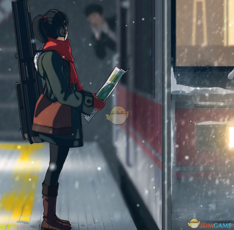 《Wallpaper Engine》在雪中车站等待的女孩动态壁纸