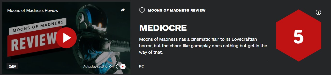 《猖獗之月》IGN仅5分：最好出有要参减那趟水星探险