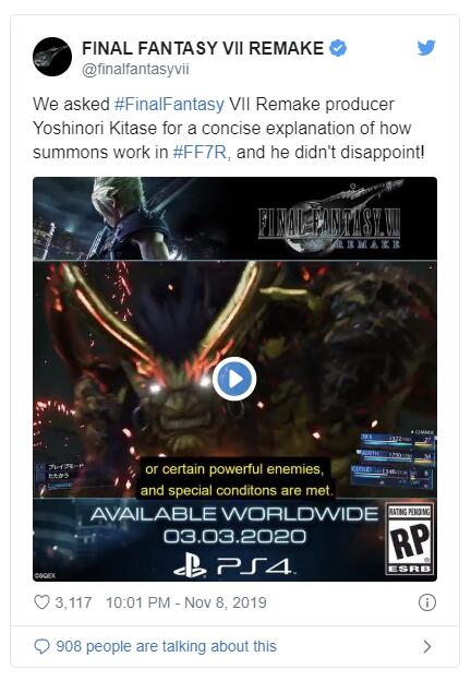 《最终幻想7：重制版》开发者解释游戏深度设计