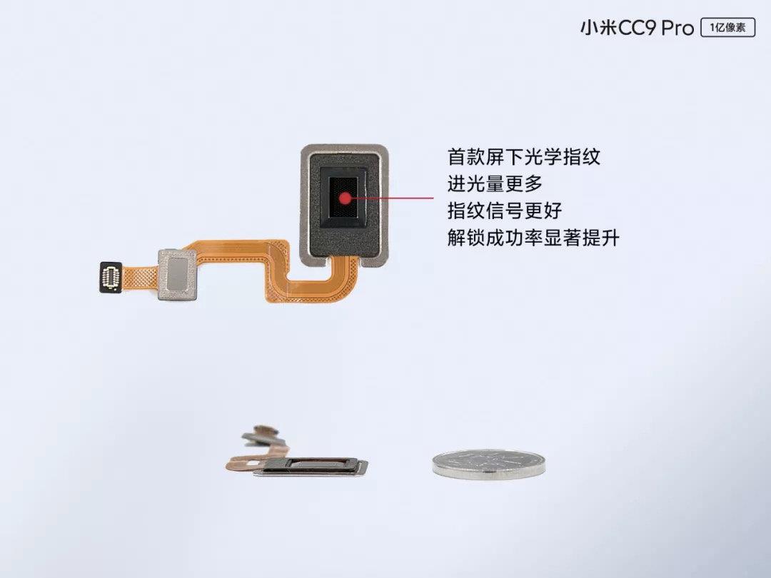 小米CC9 Pro首发新一代超薄屏下光学指纹 比传统指纹更薄