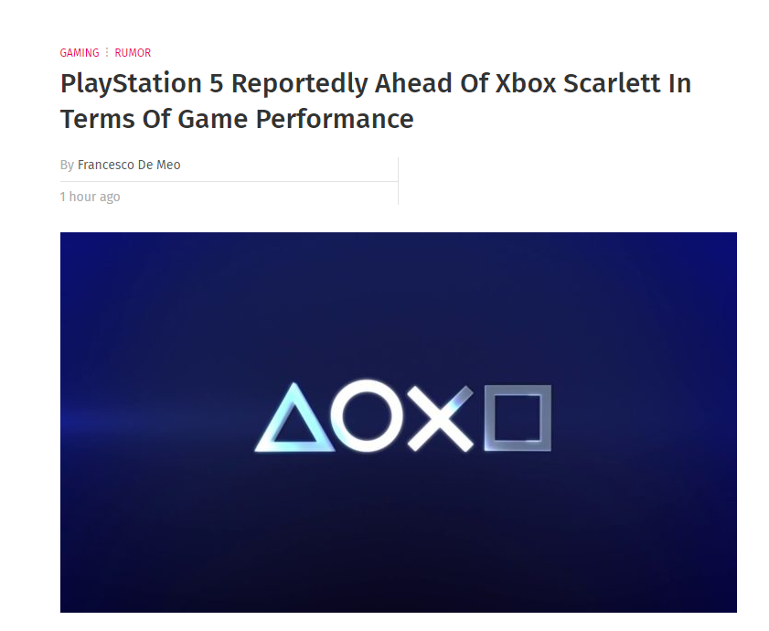 曝PS5当前的游戏性能比Xbox Scarlett更强