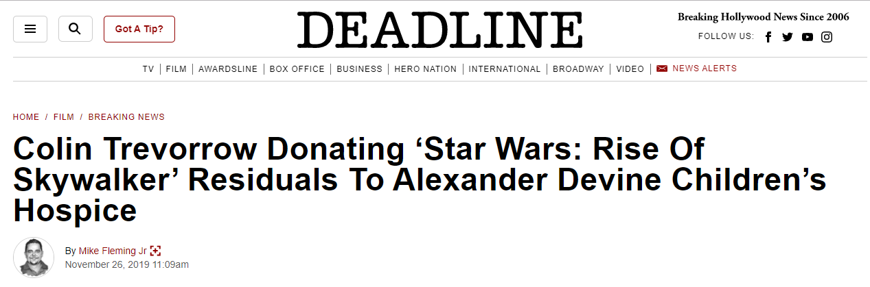 用于慈善 《星战9》前导演宣布将自己编剧名义片酬全部捐出