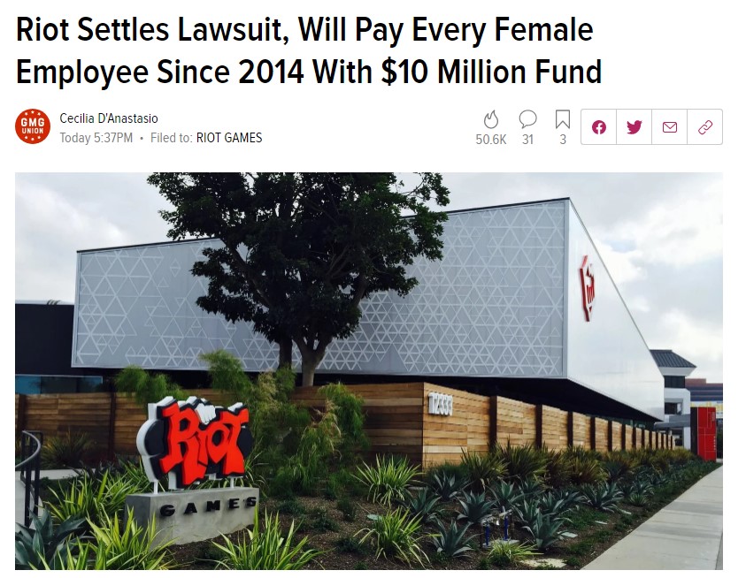 拳头性别歧视诉讼结果：将向2014年后在职的女性员工集体支付1千万美元