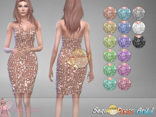 《模拟人生4》亮片瘦身连衣裙MOD