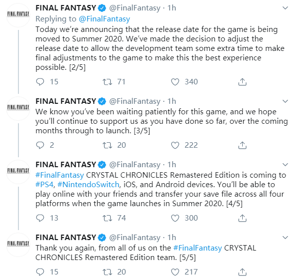 还得等等 《最终幻想：水晶编年史》重制版延期至明年夏季