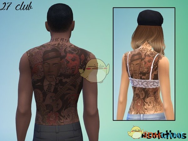 《模拟人生4》大面积背部纹身MOD