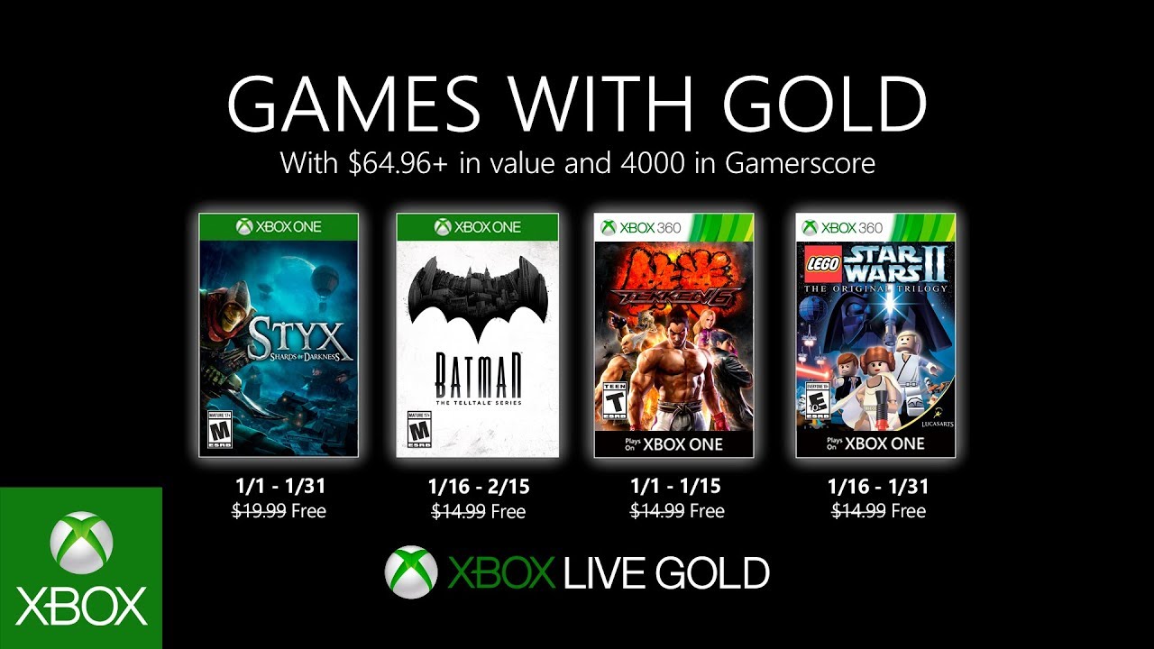 Xbox金会员1月送4款游戏 冥河蝙蝠侠铁拳6乐高星战