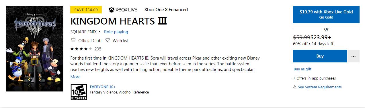 《王国之心3》DLC上架微软商店 游戏将登陆PC平台？