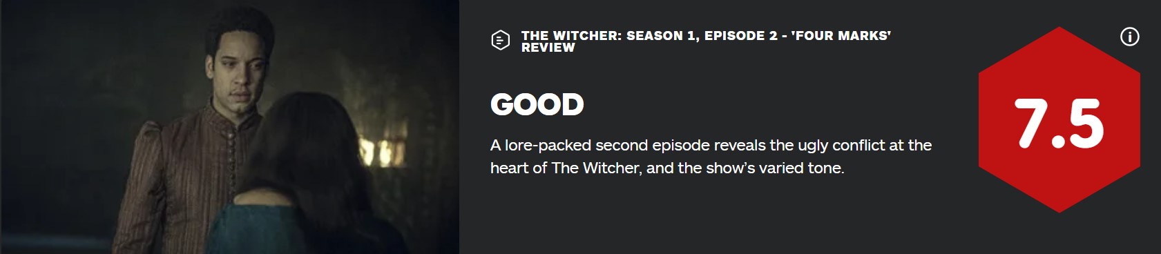 Netflix《巫师》IGN 5集均分7.2 Gamespot给4分Netflix《巫师》IGN 5集均分7.2 Gamespot给4分