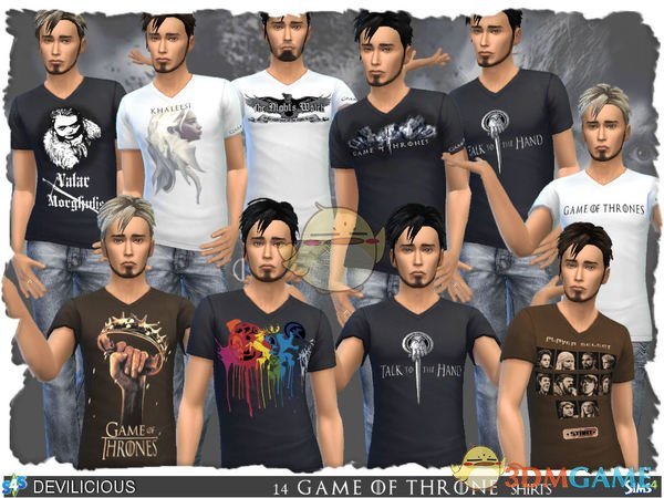 《模拟人生4》权力的游戏男性短袖MOD