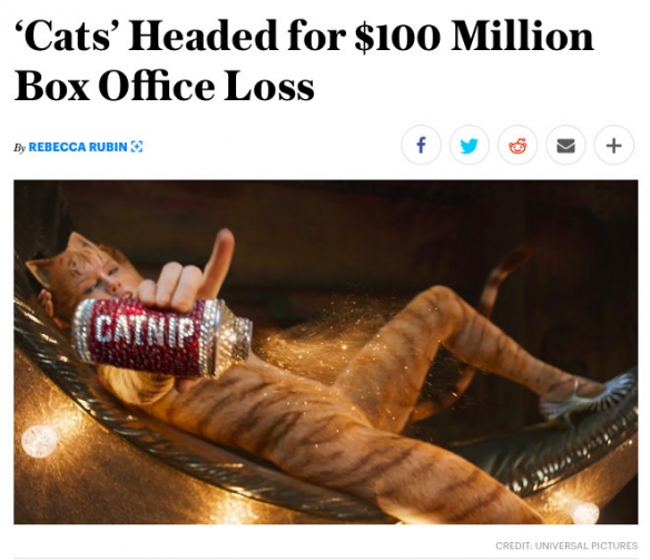外媒预计音乐剧改编电影《猫》或亏损7100万美元