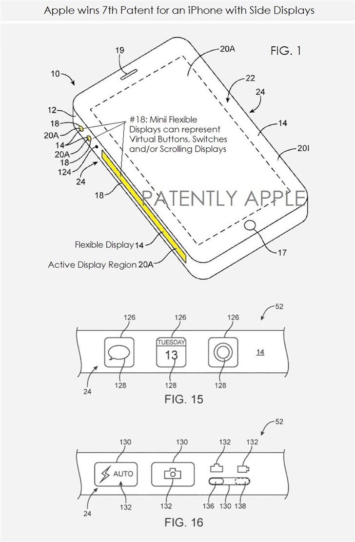 苹果新专利暗示正在研究侧面显示屏技术